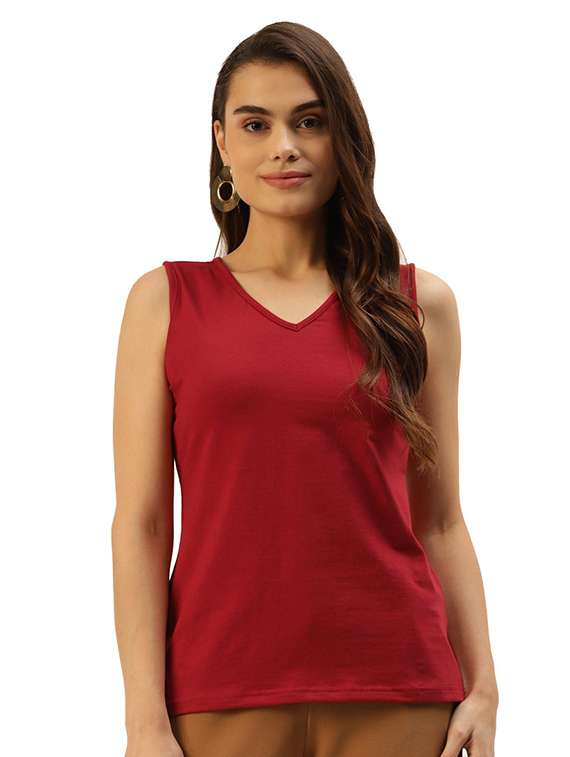 women solid v-neck top
