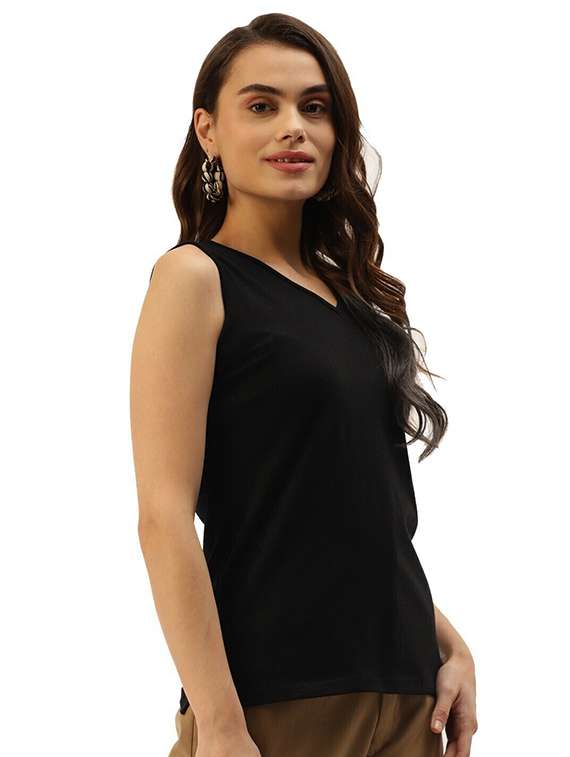 women solid v-neck top - 21741111 -  Standard Image - 1