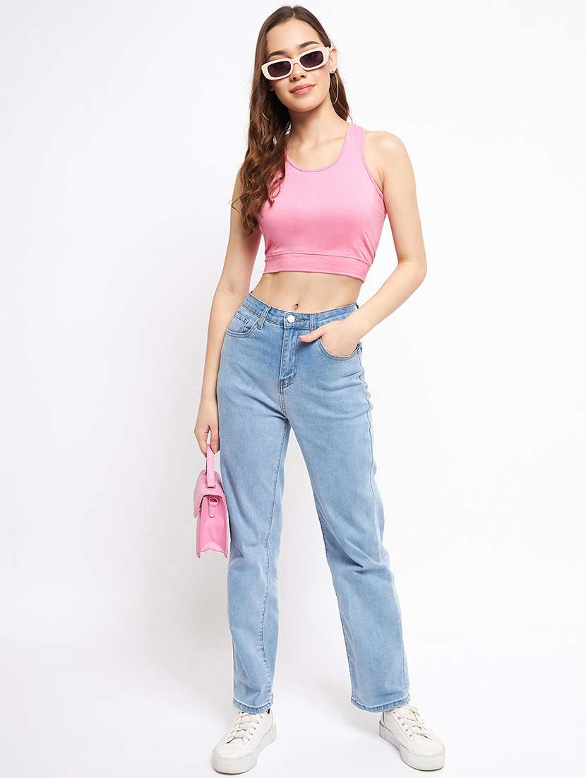 women solid sleeveless crop top - 21741120 -  Standard Image - 4