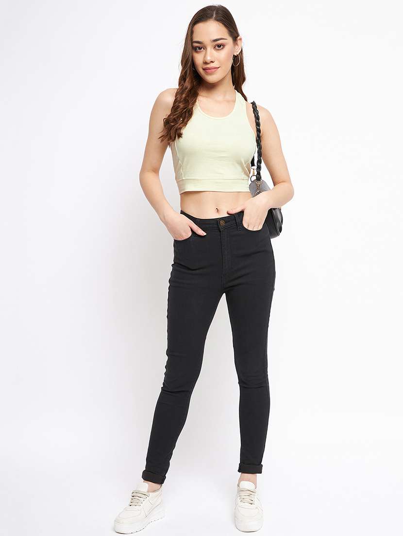 women solid sleeveless crop top - 21741122 -  Standard Image - 4
