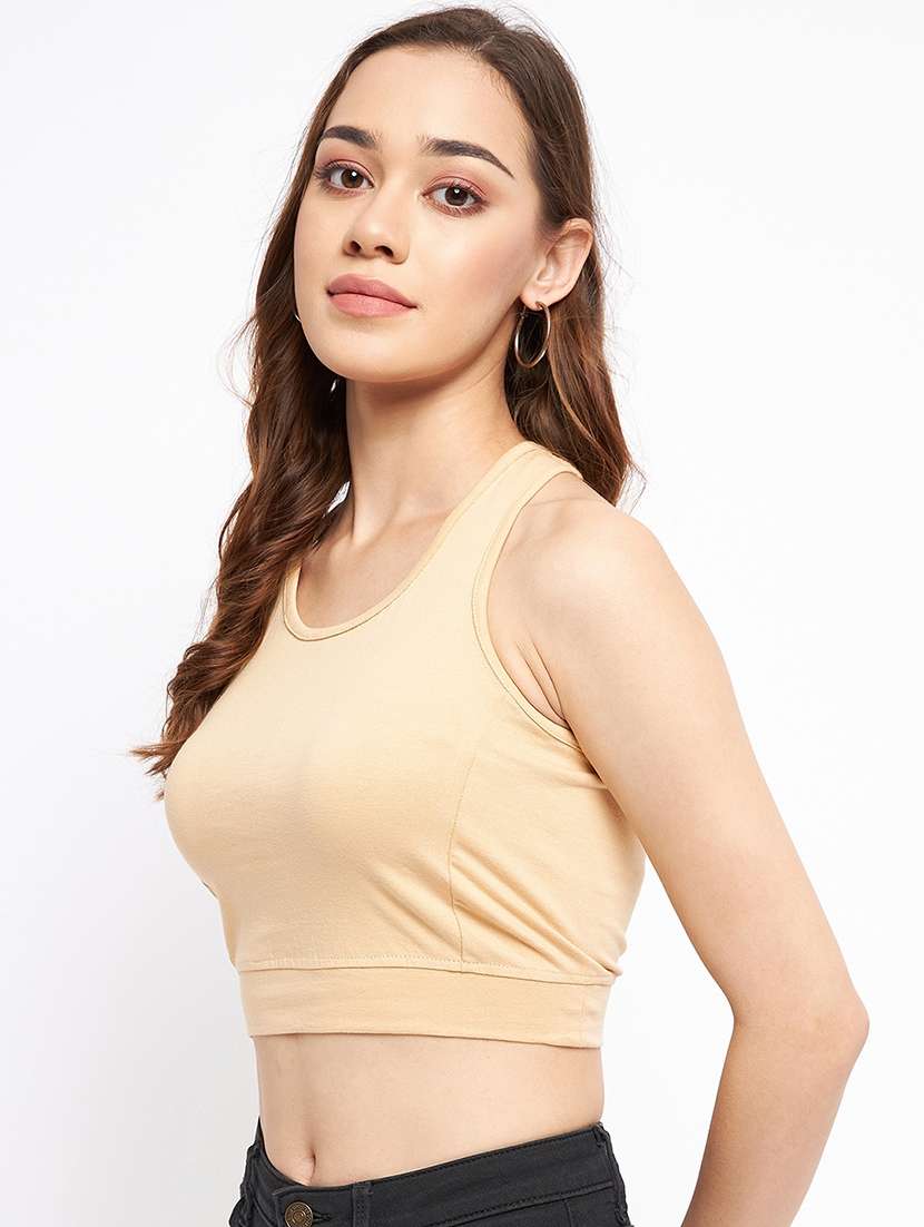 women solid sleeveless crop top - 21741124 -  Standard Image - 1