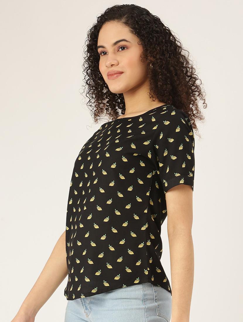 women printed round neck top - 21741131 - Standard Image - 1