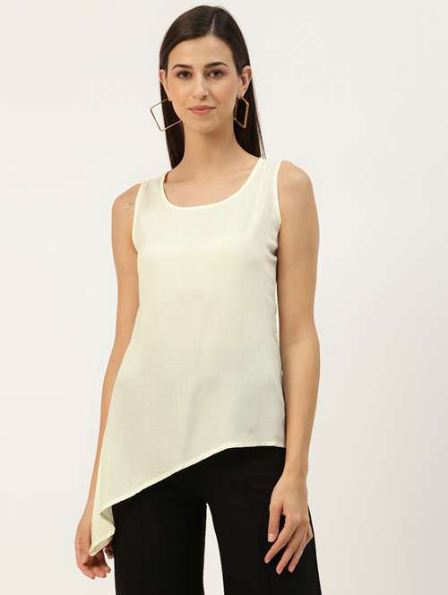 women solid sleeveless asymmetric top - 21741158 -  Standard Image - 0