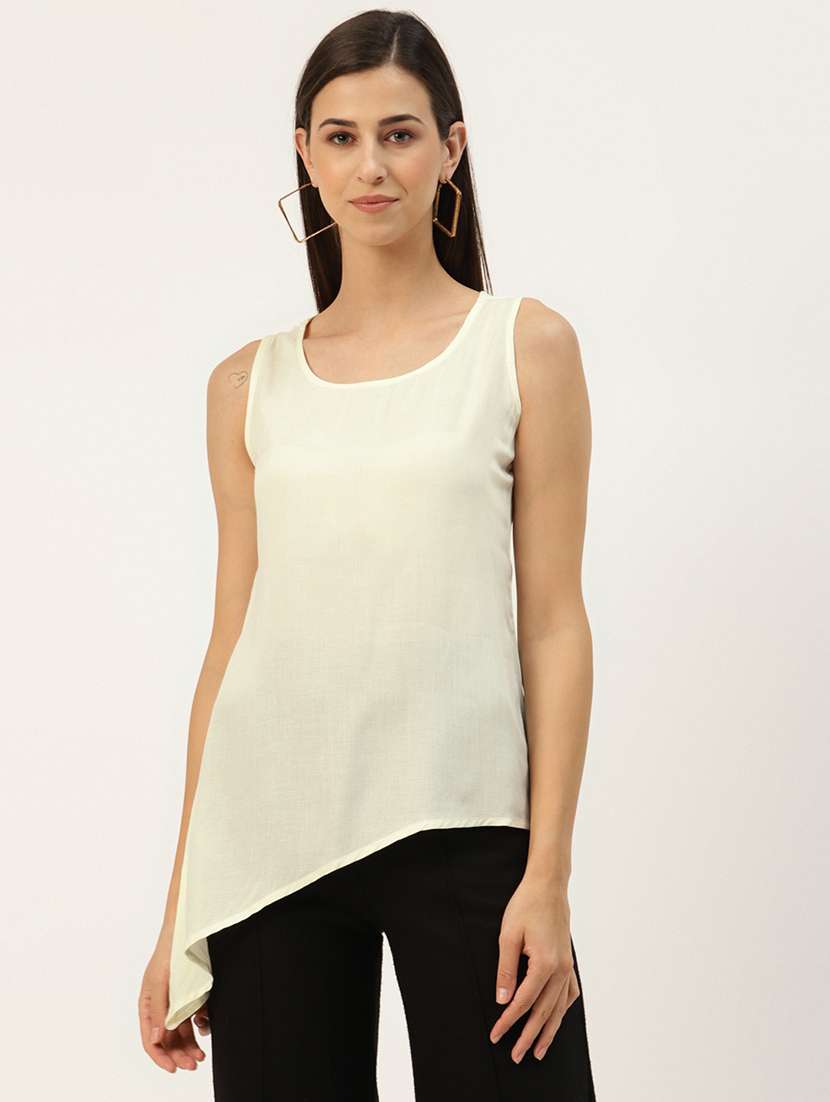 women solid sleeveless asymmetric top - 21741158 -  Zoom Image - 0