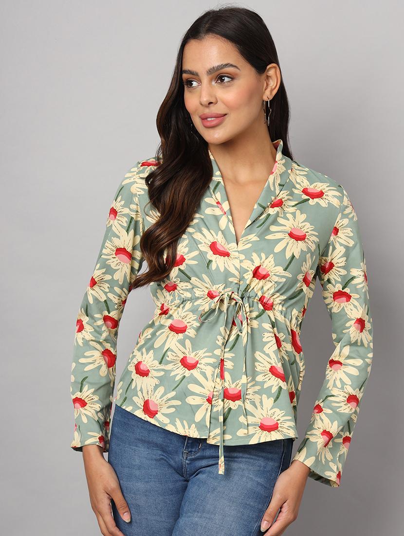 women printed long sleeve shirt top - 21741184 - Zoom Image - 0