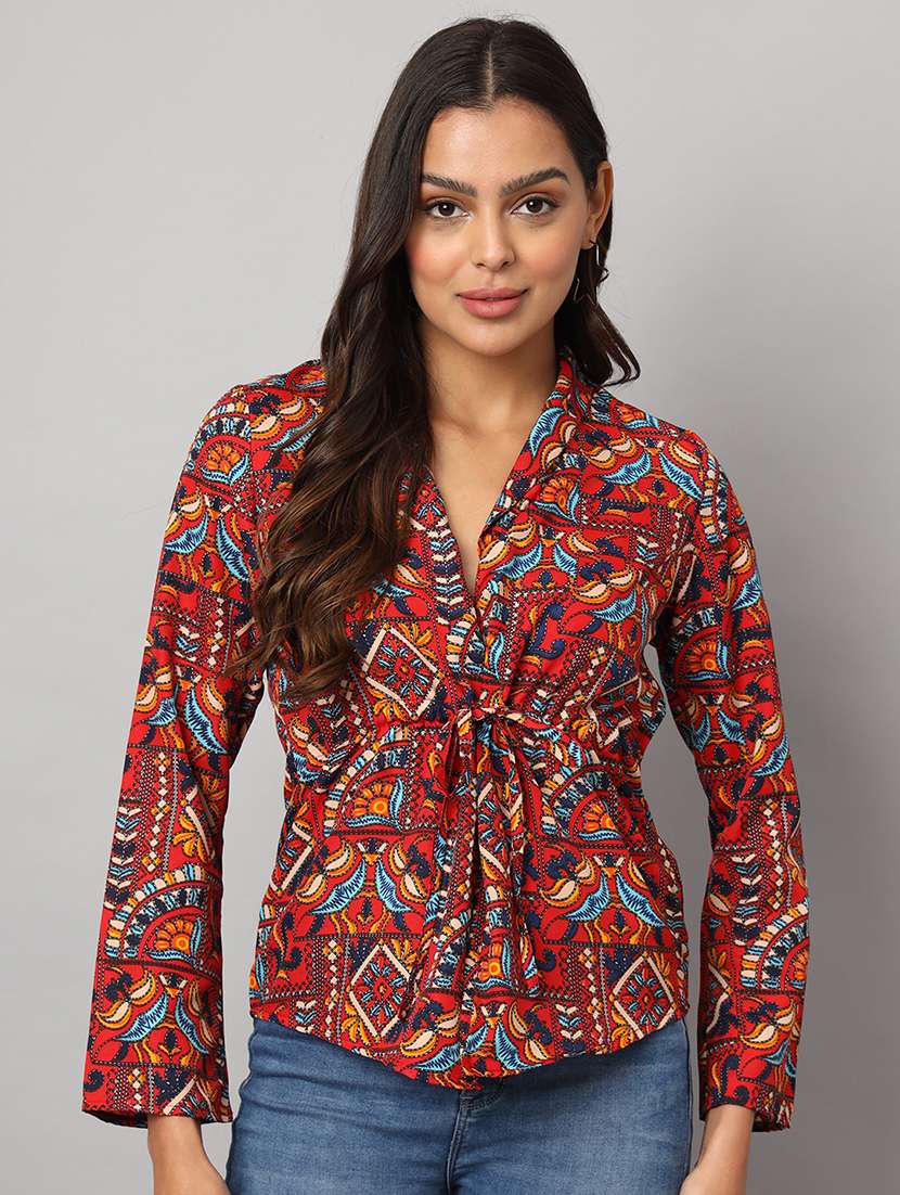 women printed long sleeve shirt top