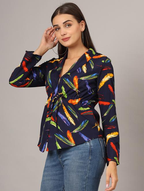 women printed long sleeve shirt top - 21741189 -  Standard Image - 0