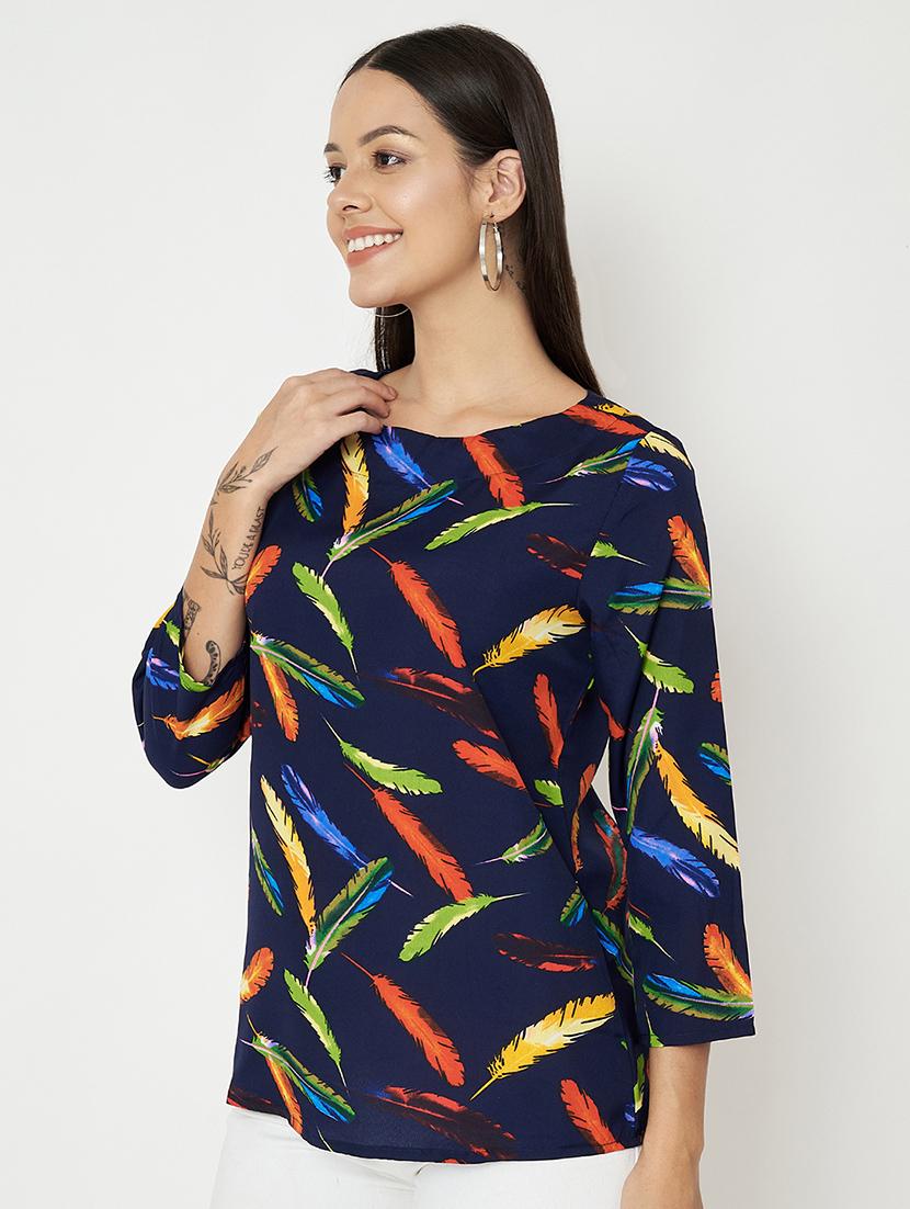 women printed three quarter sleeve top - 21741203 -  Standard Image - 1