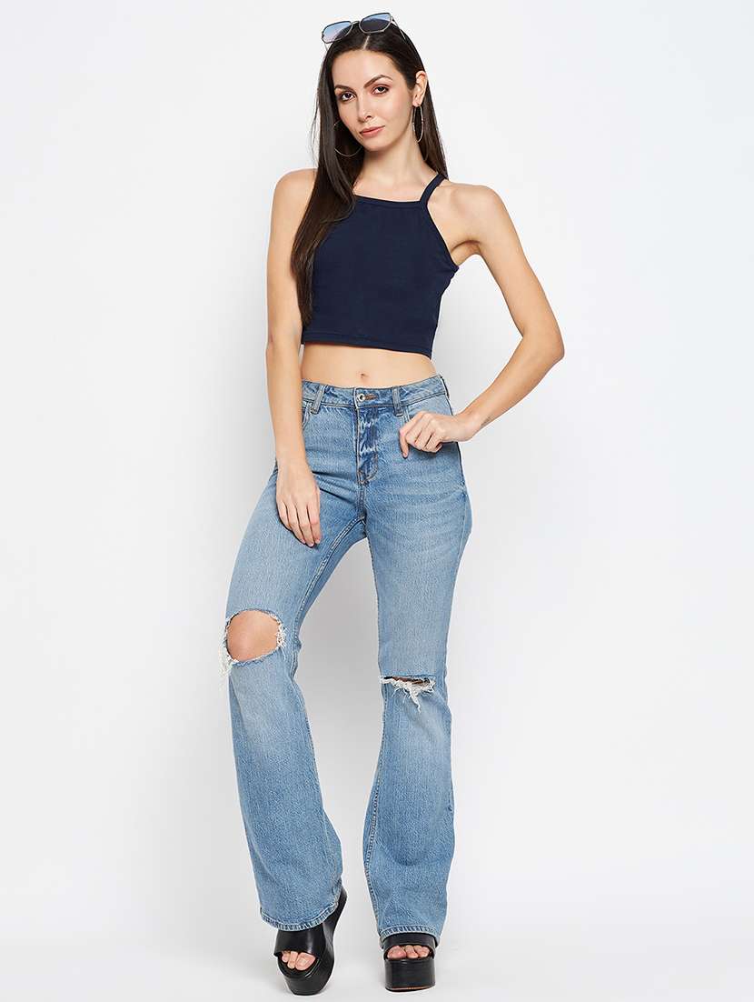 women solid sleeveless crop top - 21741211 -  Standard Image - 4