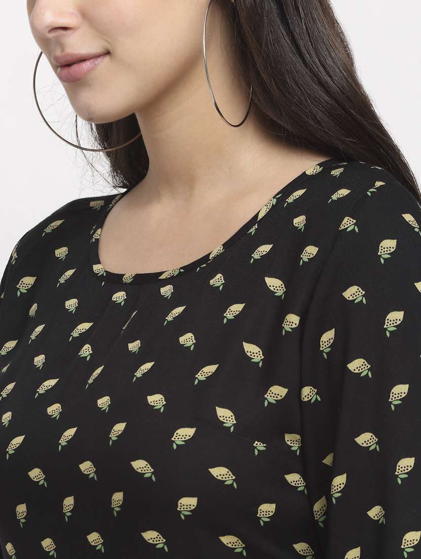 women printed long sleeves high low top - 21741244 - Standard Image - 4