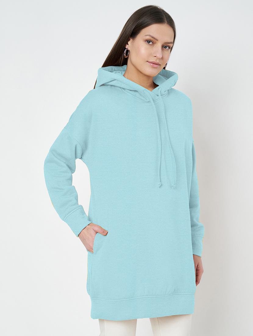 women plus size solid hooded long sleeves sweatshirt - 21741291 - Standard Image - 1
