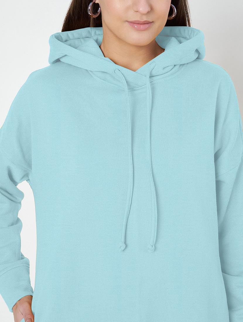 women plus size solid hooded long sleeves sweatshirt - 21741291 - Standard Image - 4
