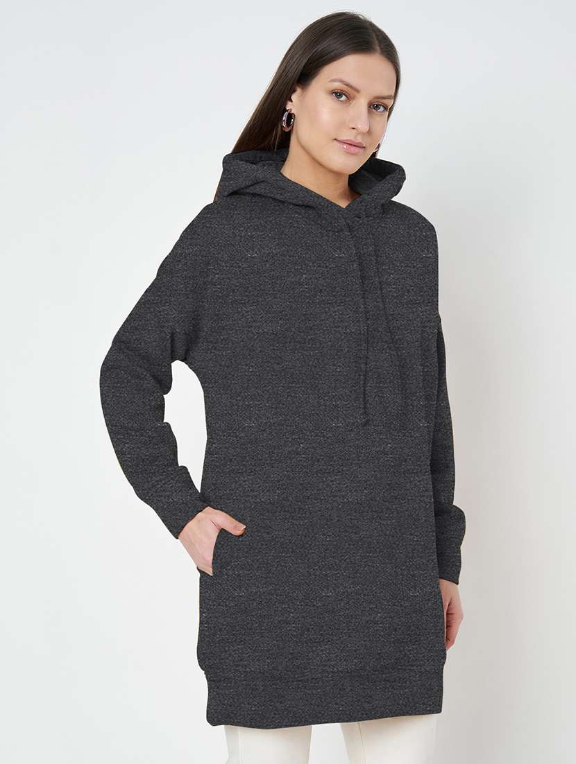 women plus size solid hooded long sleeves sweatshirt - 21741299 -  Standard Image - 1