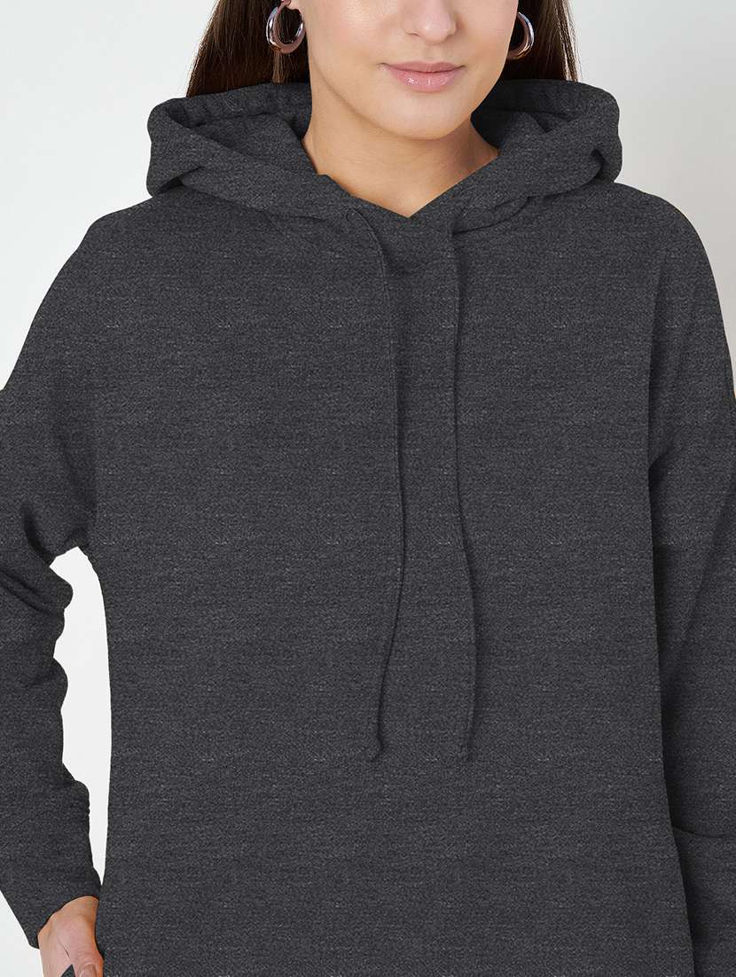 women plus size solid hooded long sleeves sweatshirt - 21741299 -  Standard Image - 4