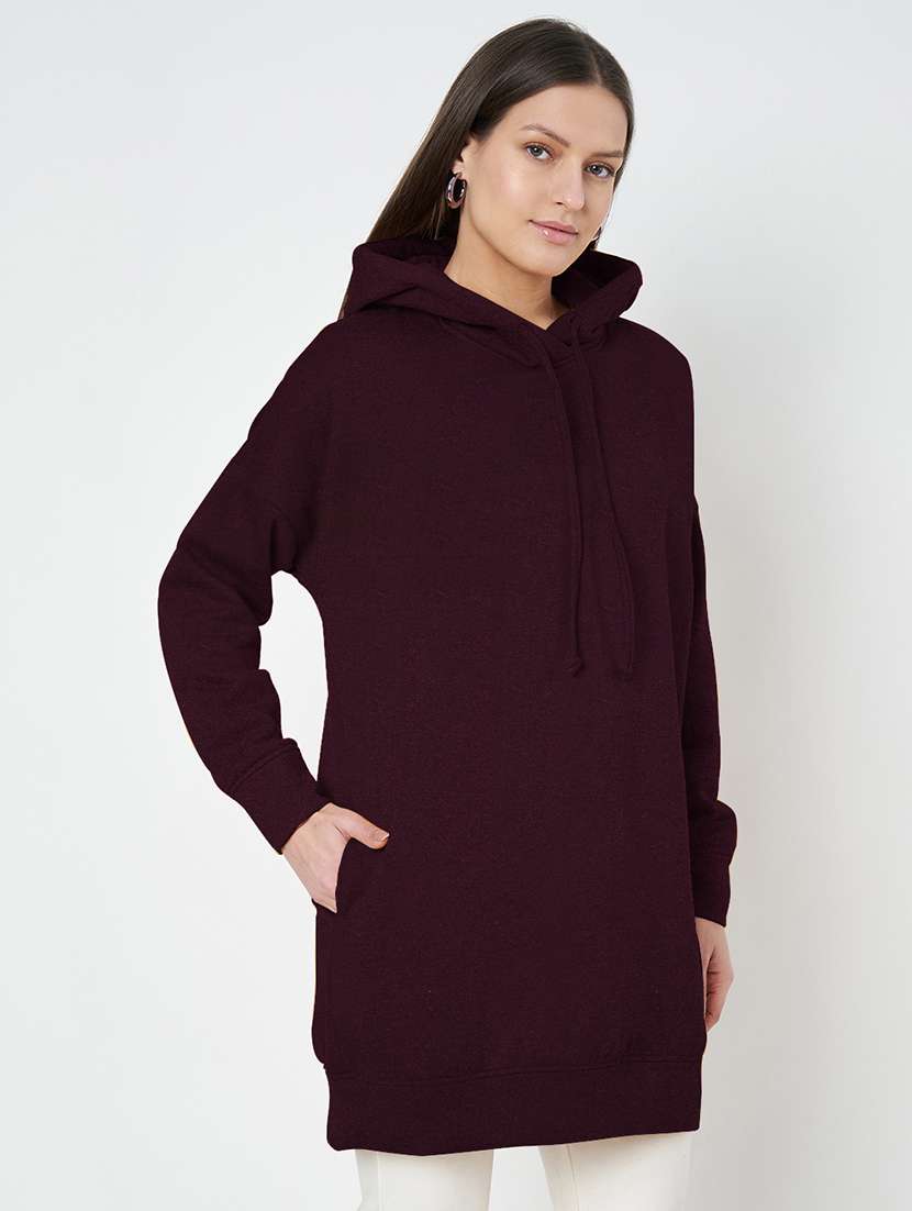 women plus size solid hooded long sleeves sweatshirt - 21741300 -  Standard Image - 1