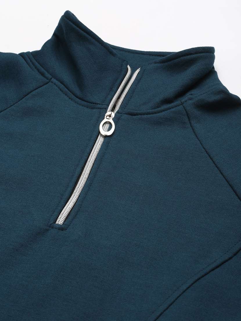 women solid stand collar long sleeves sweatshirt - 21741336 -  Standard Image - 4