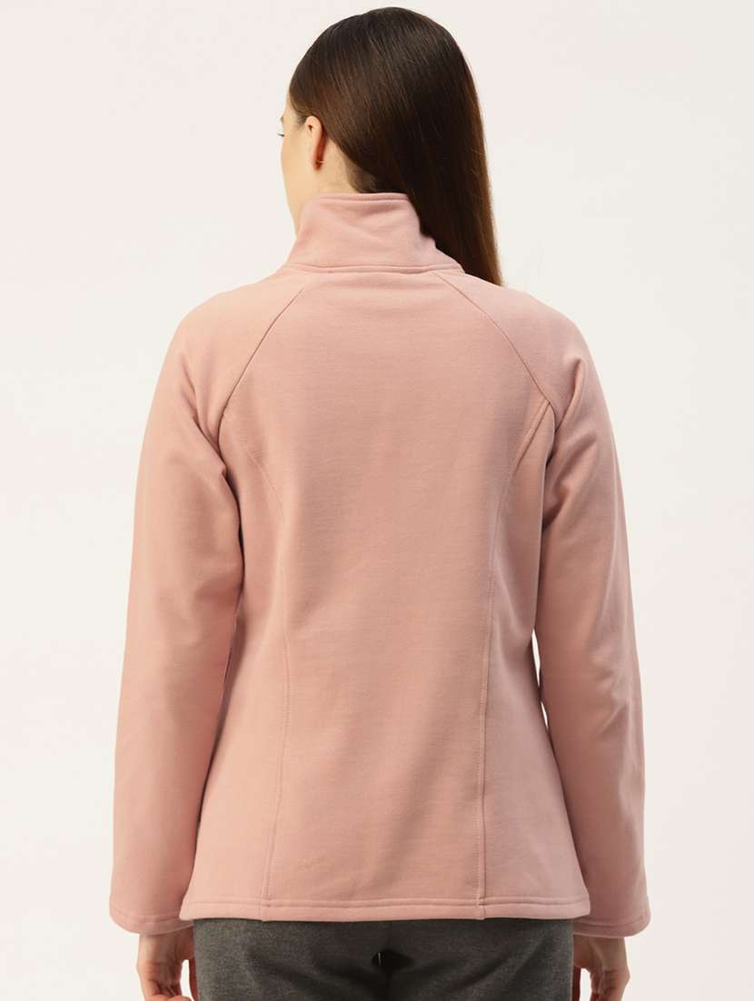 women solid stand collar long sleeves sweatshirt - 21741338 -  Standard Image - 1