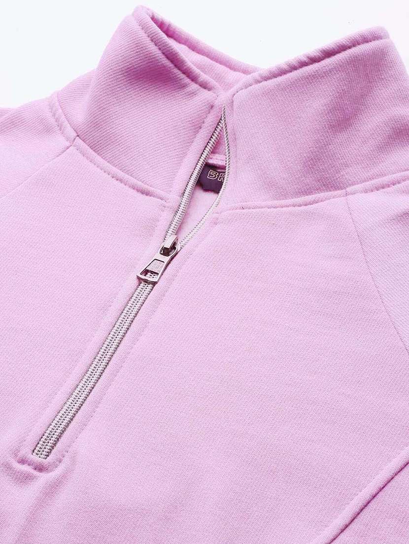 women solid long sleeves stand collar sweatshirt - 21741340 - Standard Image - 4