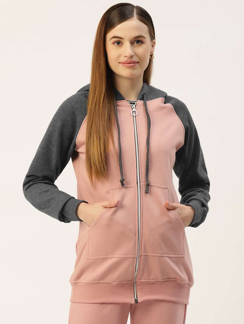 women color blocked hooded sweatshirt