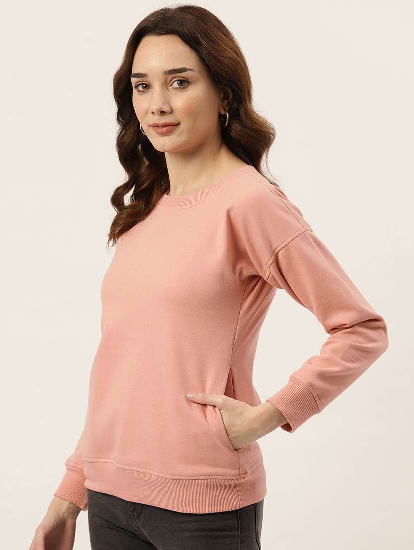 women solid long sleeves sweatshirt - 21741363 -  Standard Image - 1
