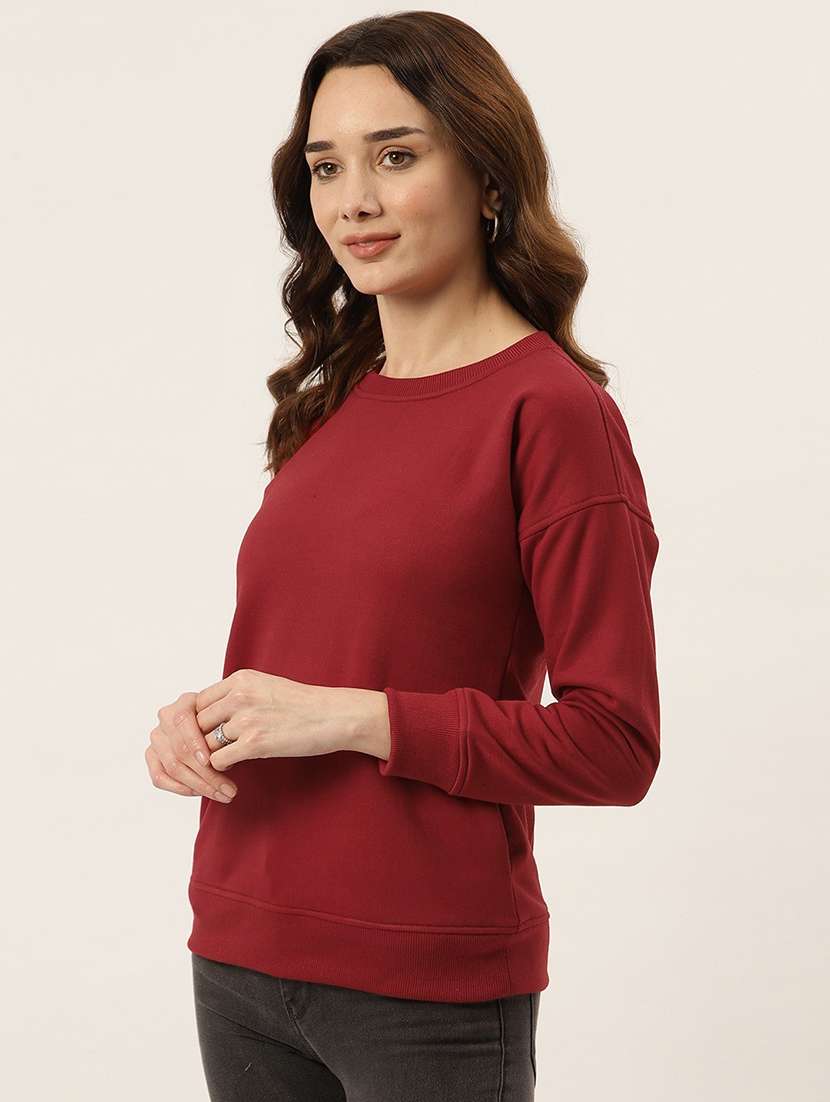 maroon cotton blend front print sweatshirt - 21741366 -  Standard Image - 1