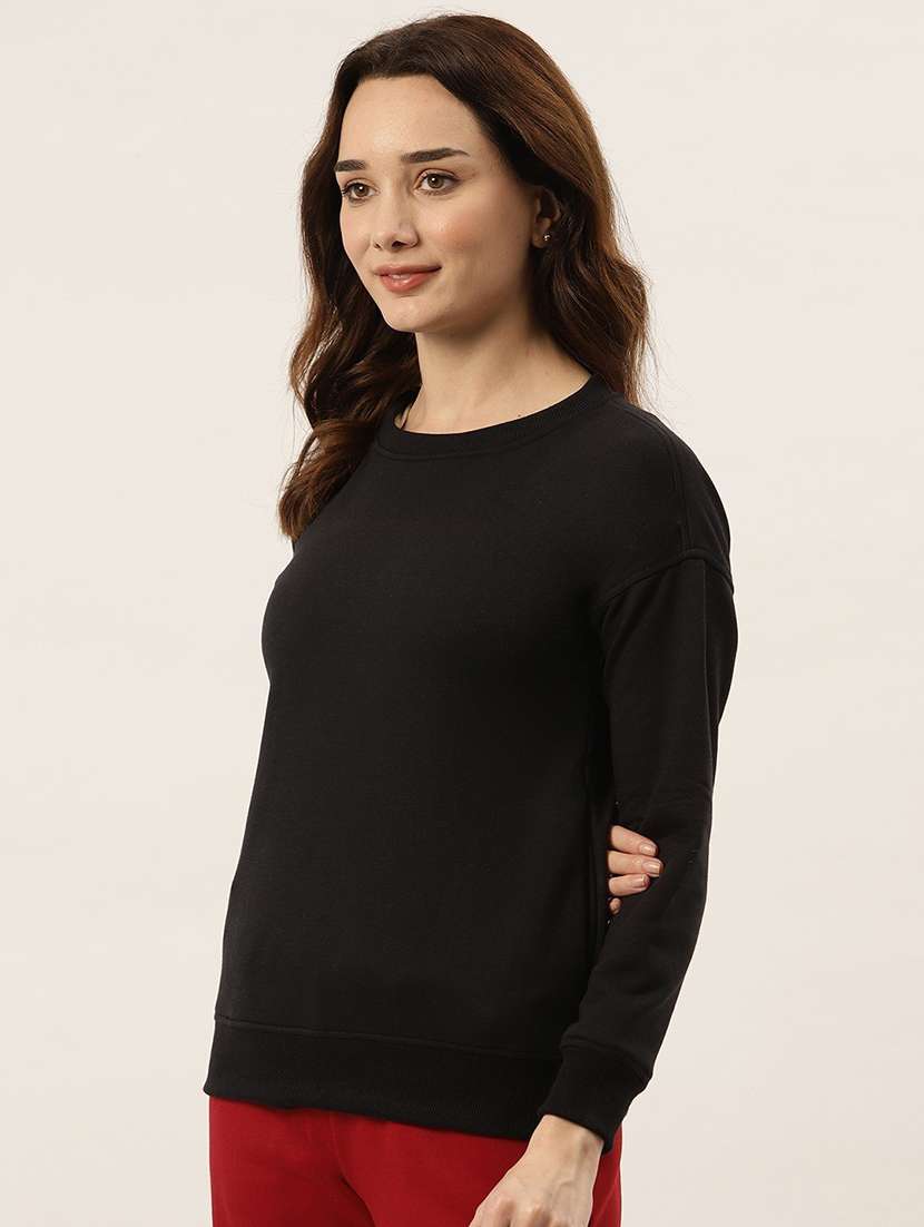 women solid long sleeves sweatshirt - 21741370 -  Standard Image - 1