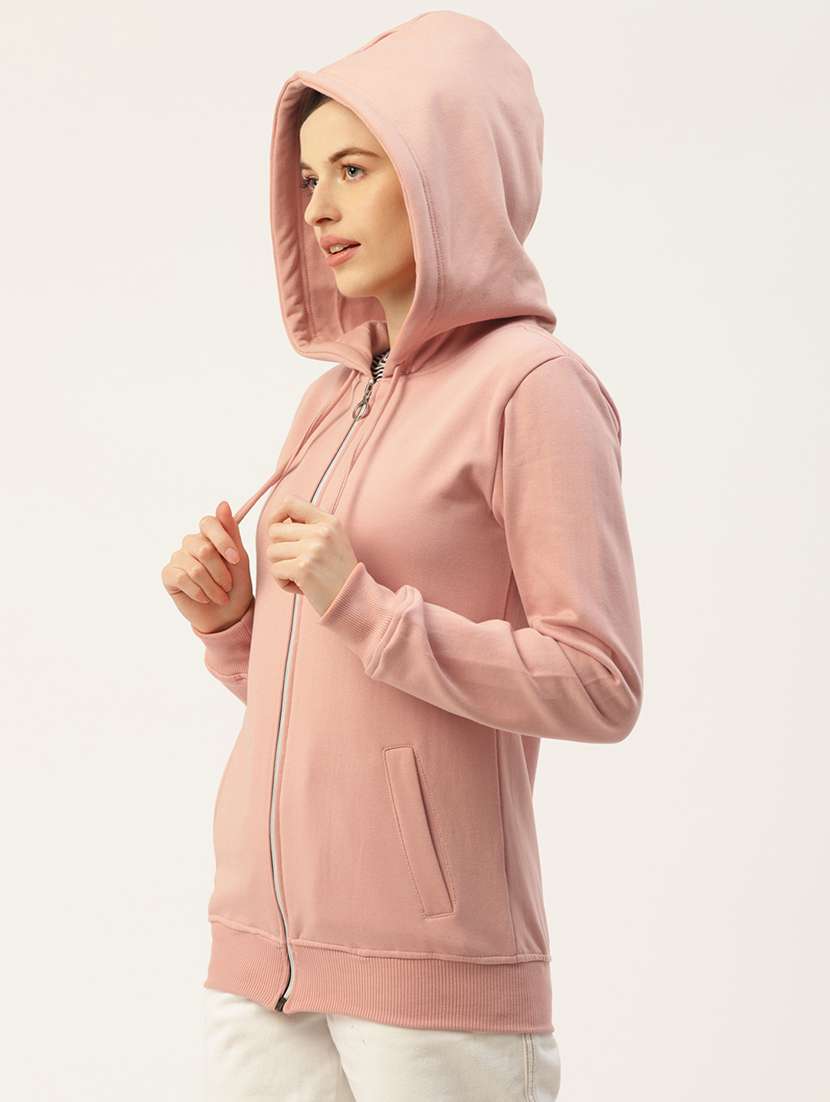 women solid hooded long sleeves sweatshirt - 21741378 -  Standard Image - 1