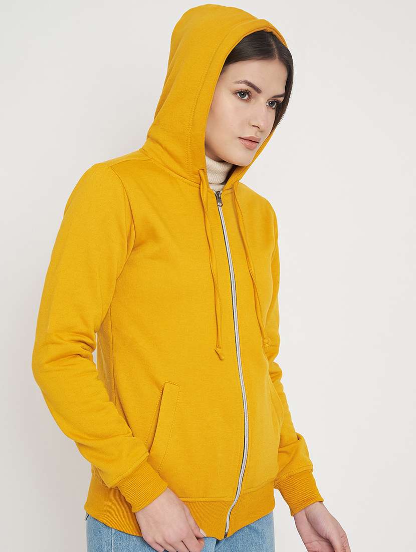 women solid hooded long sleeves sweatshirt - 21741380 -  Standard Image - 1