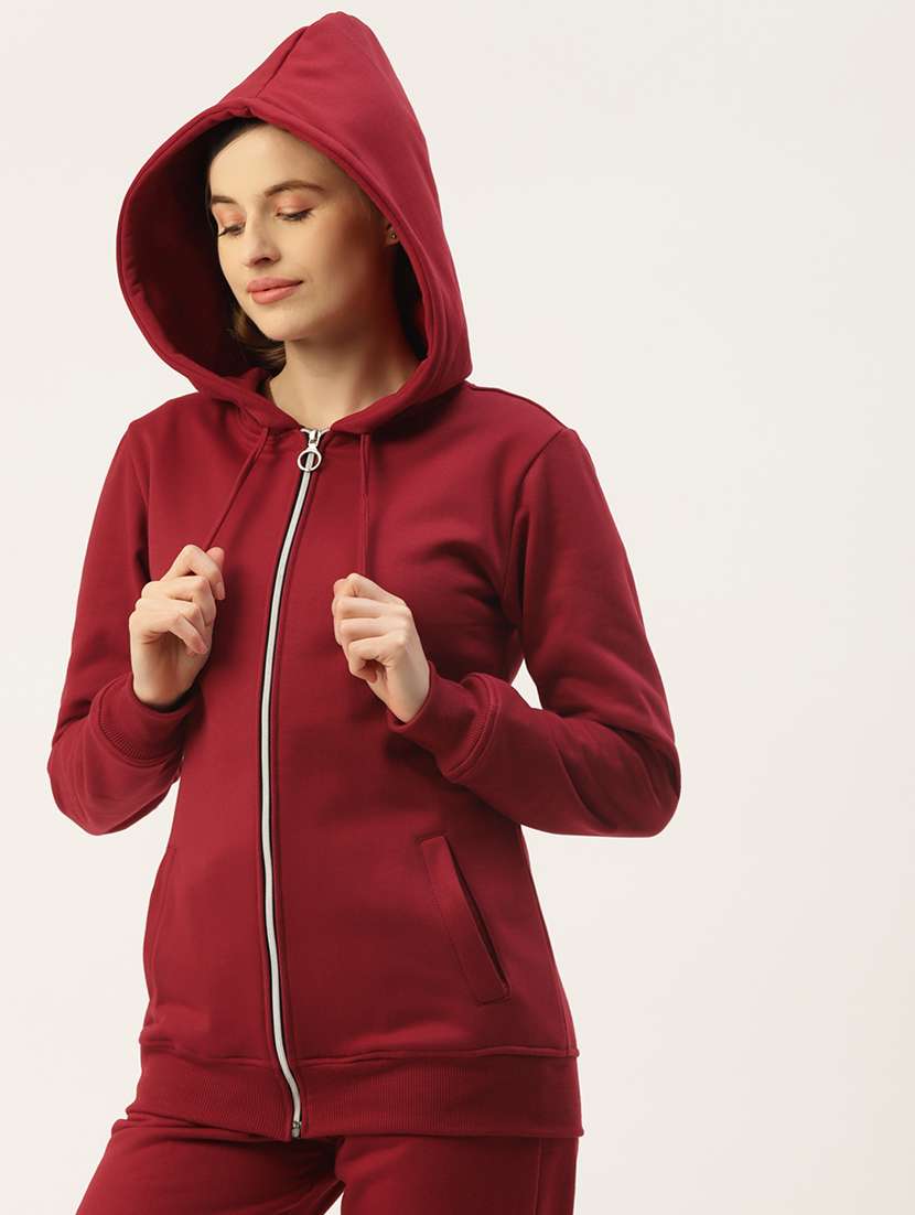 women solid hooded long sleeves sweatshirt - 21741382 -  Standard Image - 1