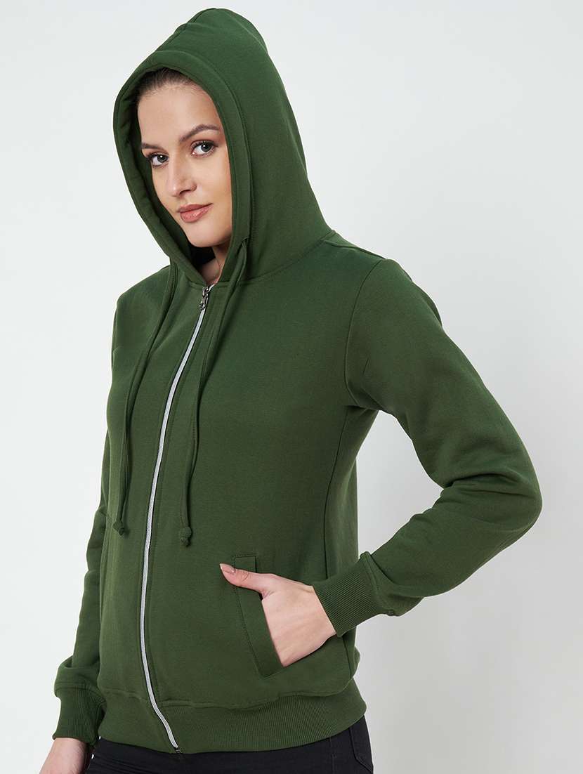women solid hooded long sleeves sweatshirt - 21741388 -  Standard Image - 1