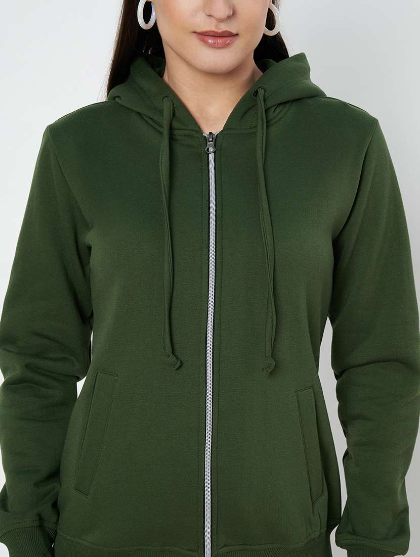 women solid hooded long sleeves sweatshirt - 21741388 -  Standard Image - 4