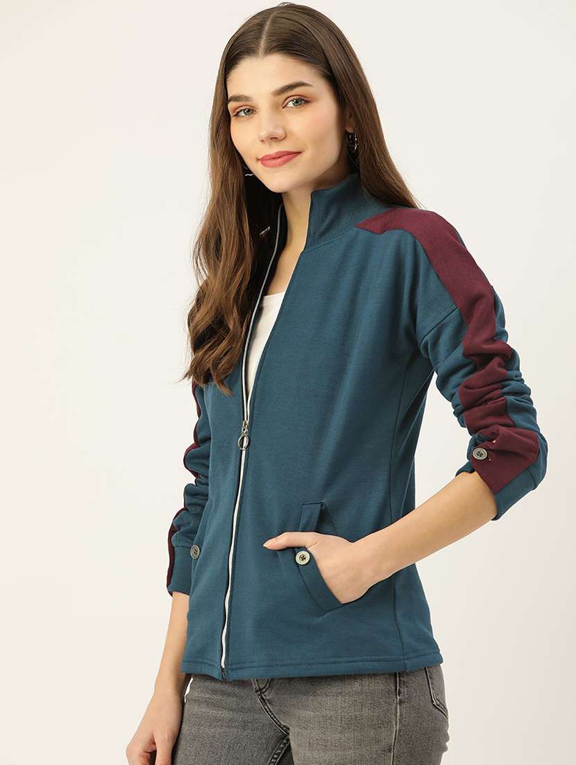 women long sleeves color block sweatshirt - 21741395 -  Standard Image - 1