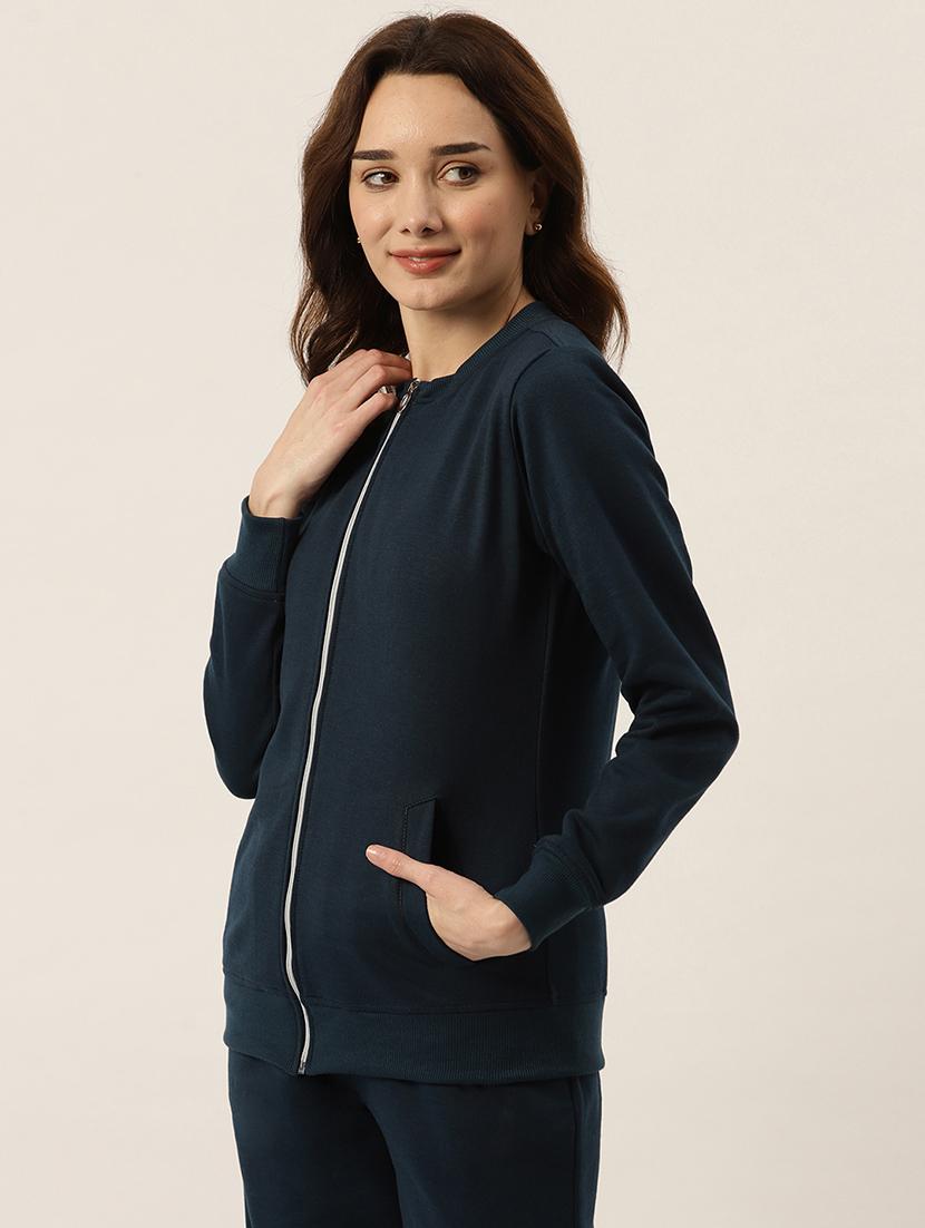 teal cotton blend front print sweatshirt - 21741444 - Standard Image - 1