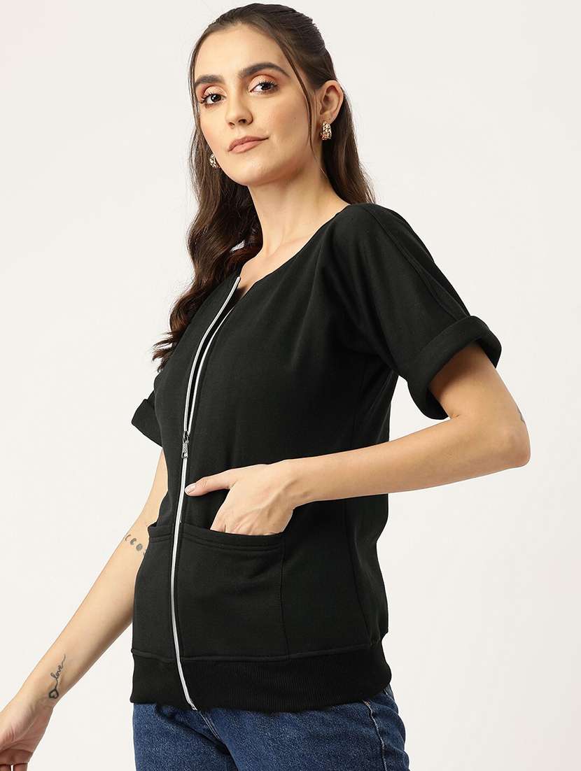 women solid short sleeves summer jacket - 21741642 - Standard Image - 1