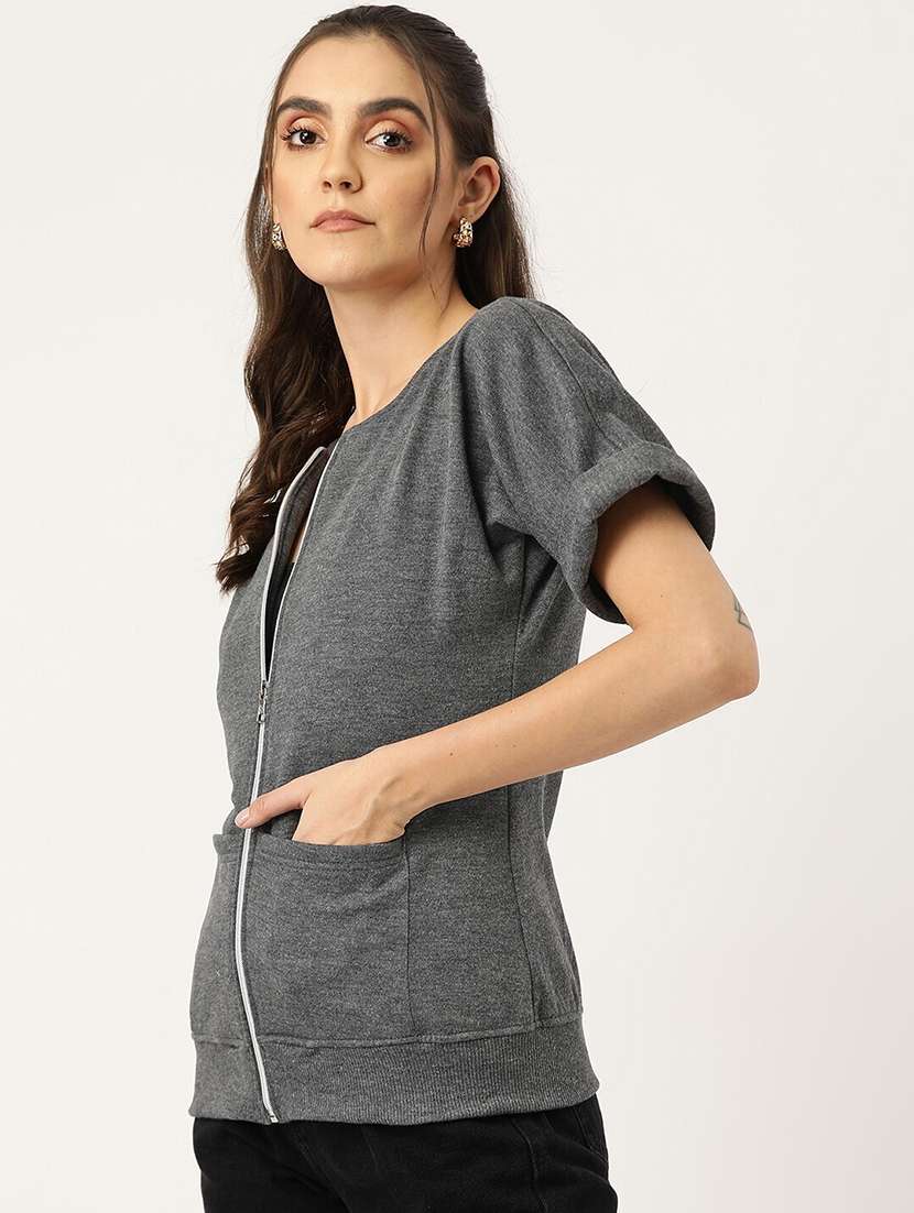 women solid short sleeves summer jacket - 21741644 -  Standard Image - 1