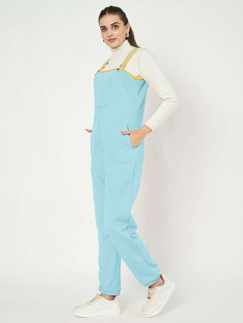 women solid sleeveless dungaree - 21741653 -  Standard Image - 1