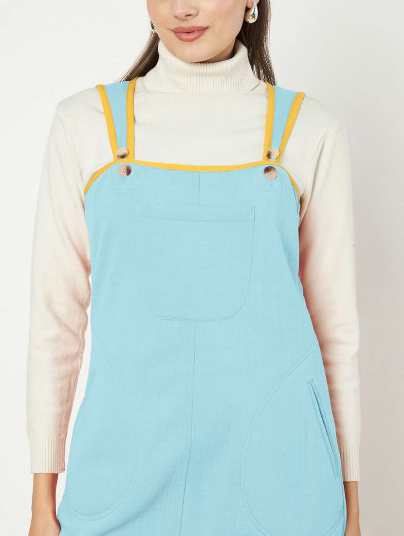 women solid sleeveless dungaree - 21741653 - Standard Image - 4