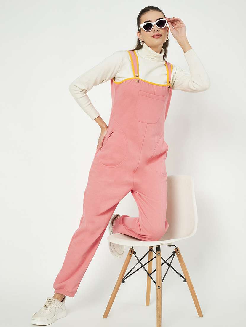 women solid sleeveless dungaree - 21741655 -  Standard Image - 1
