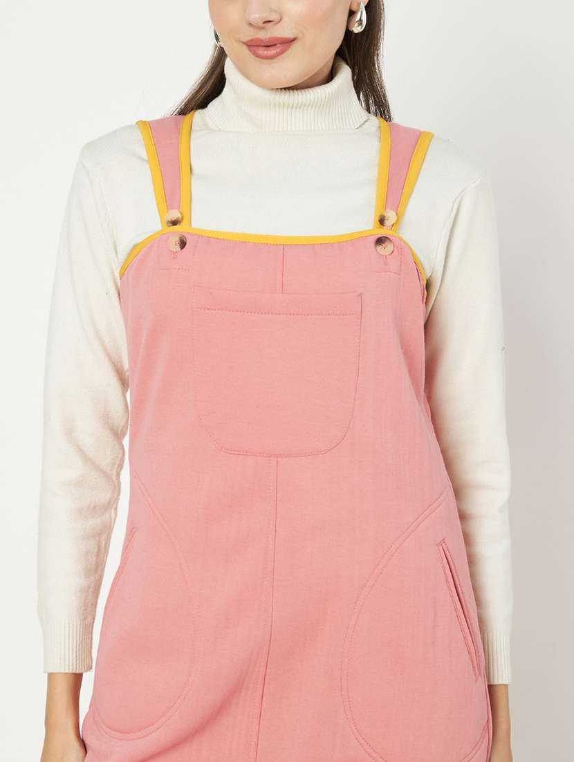 women solid sleeveless dungaree - 21741655 - Standard Image - 4
