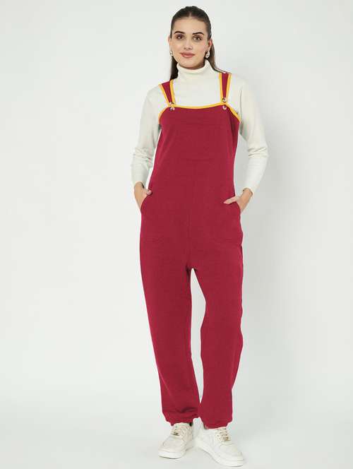 women solid sleeveless dungaree - 21741657 - Standard Image - 0