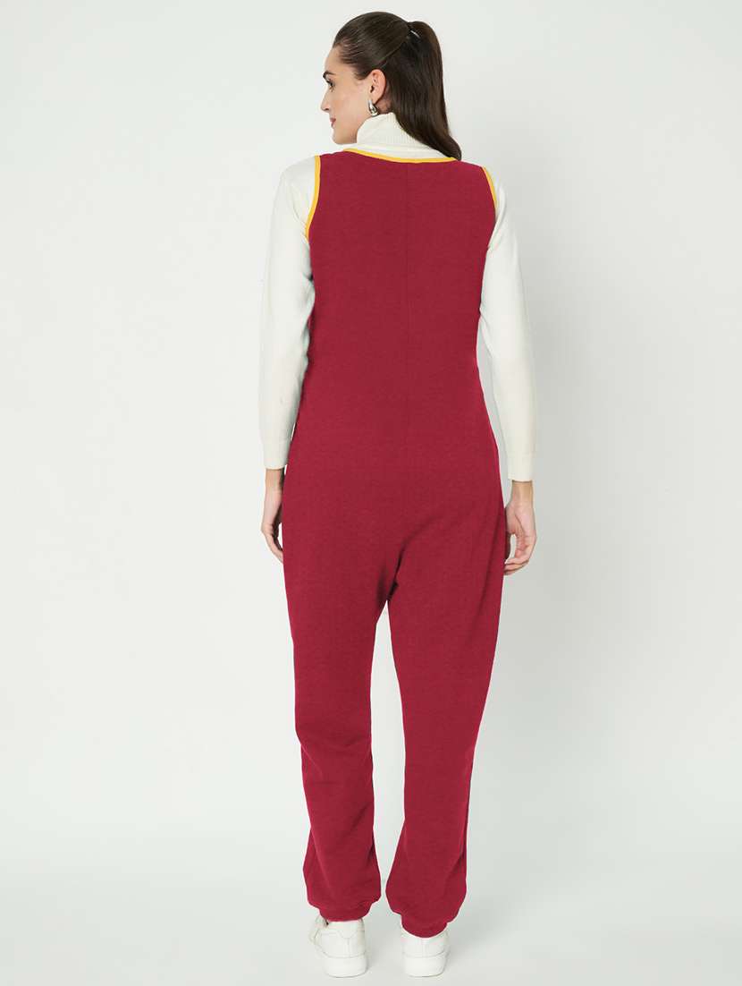 women solid sleeveless dungaree - 21741657 - Standard Image - 1