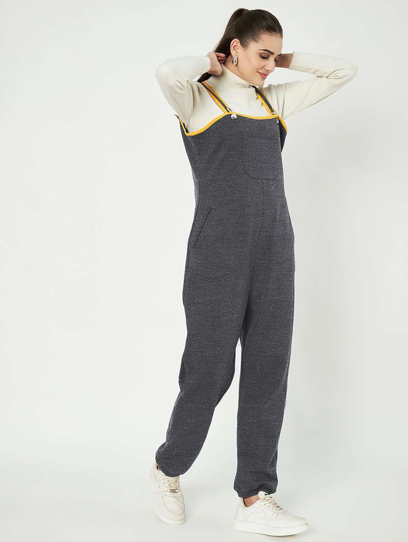 women solid sleeveless dungaree - 21741661 -  Standard Image - 1