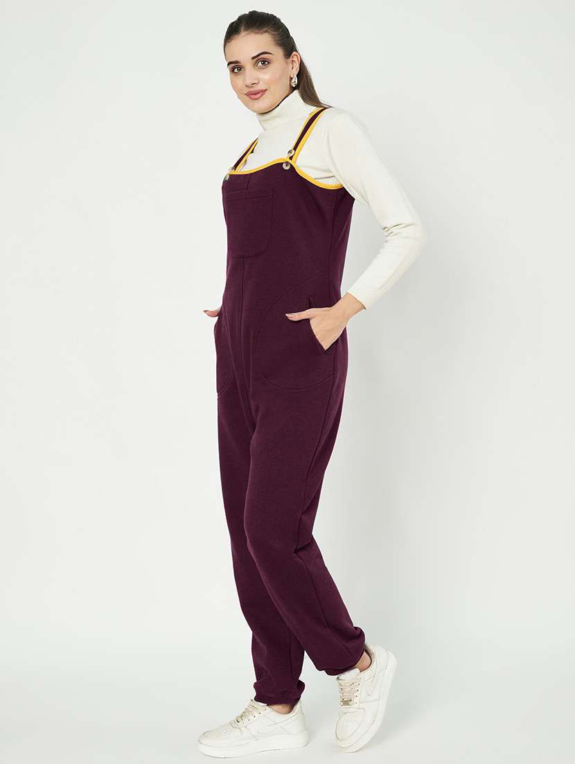 women solid sleeveless dungaree - 21741662 - Standard Image - 1