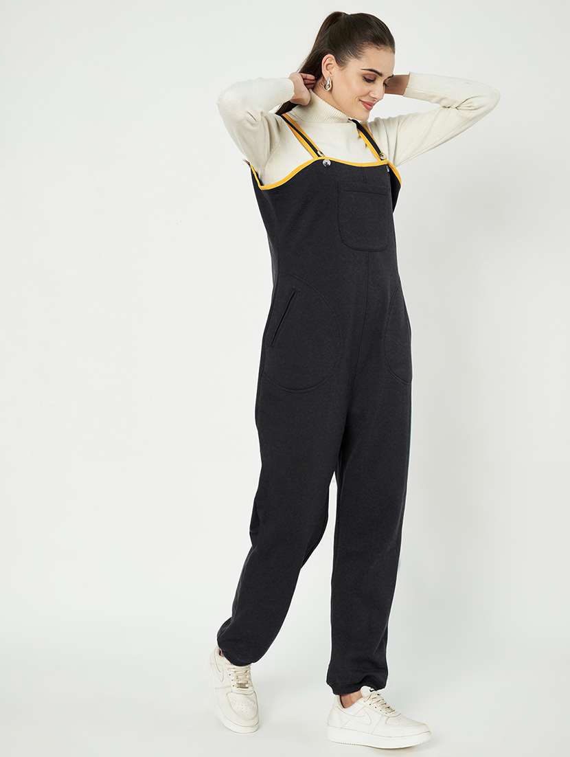 women solid sleeveless dungaree - 21741663 - Standard Image - 1