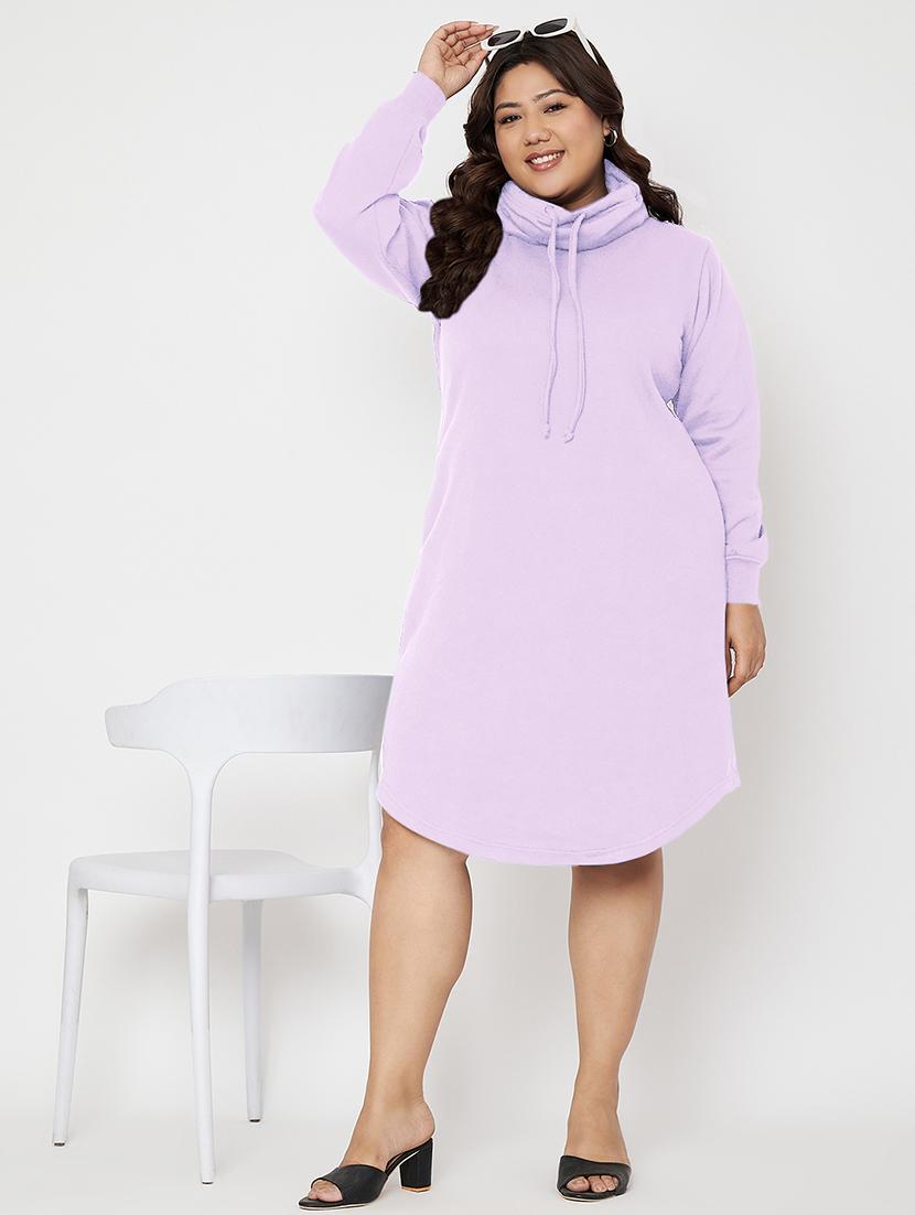 women solid long sleeves winter wear t-shirt dress - 21741672 - Standard Image - 1