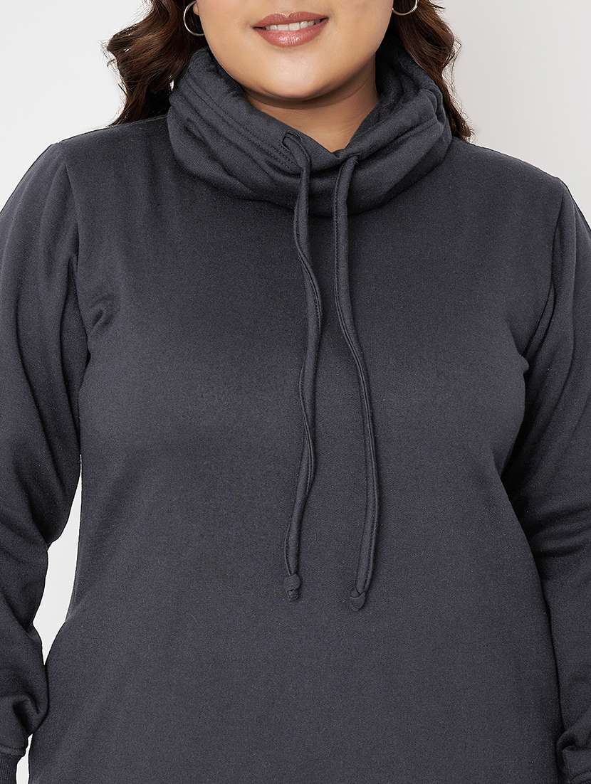 women solid long sleeves winter wear t-shirt dress - 21741673 -  Standard Image - 4