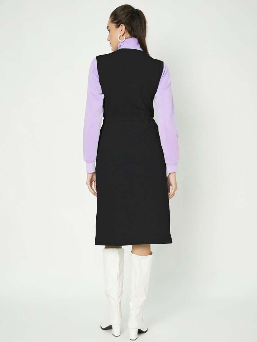 women color blocked high neck a-line dress - 21741713 - Standard Image - 4
