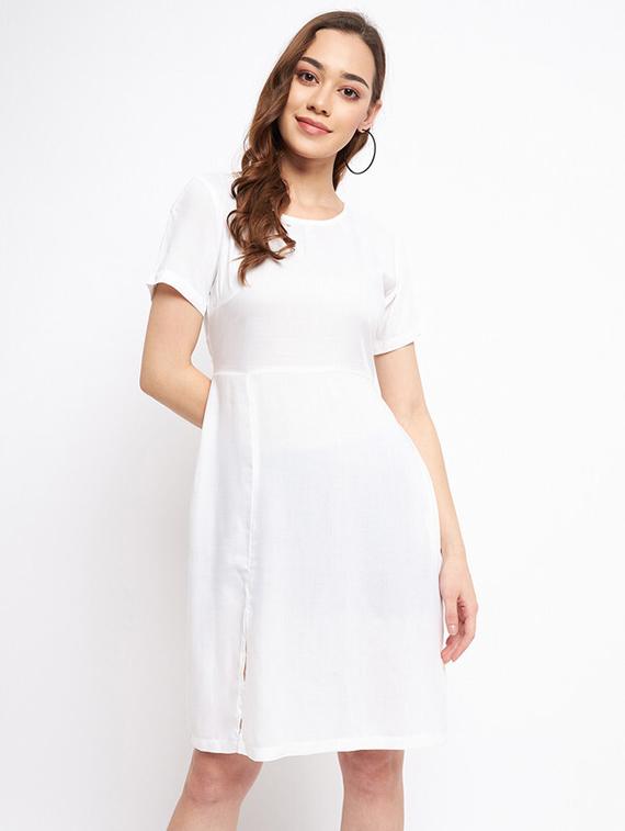 women solid round neck a-line dress - 21741744 -  Zoom Image - 0