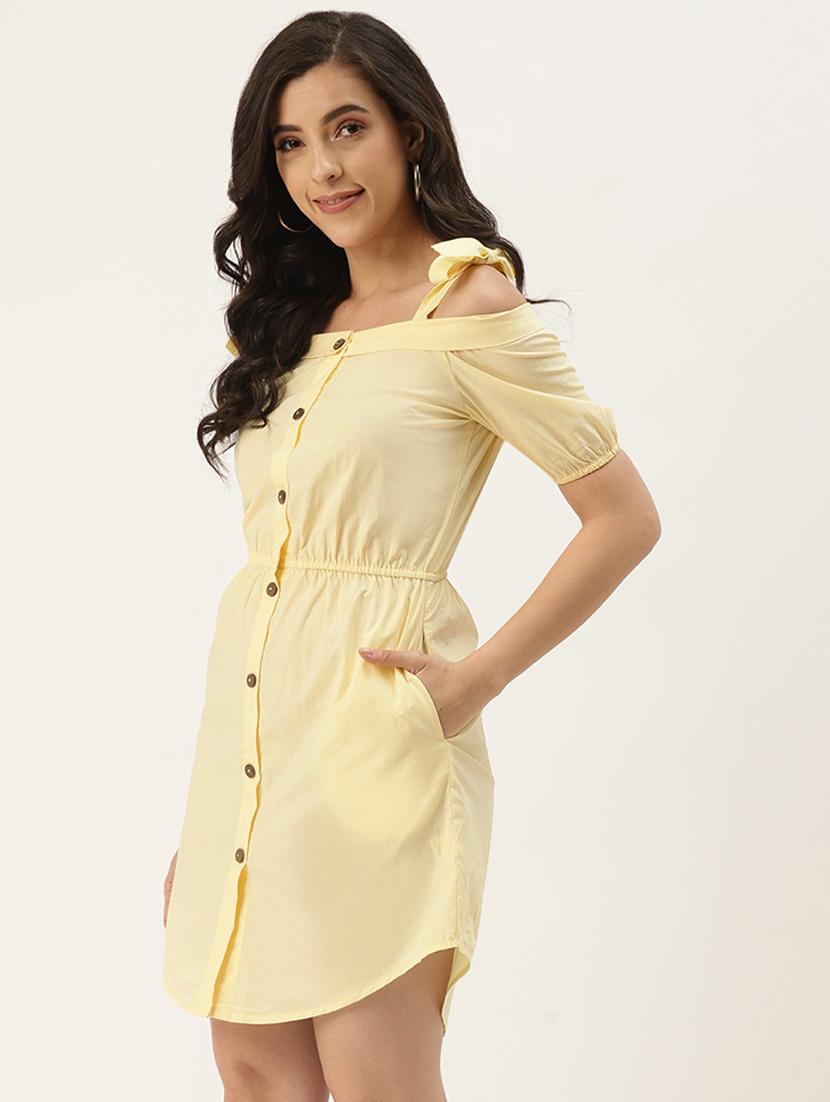 women solid off shoulder a-line dress - 21741767 -  Standard Image - 1