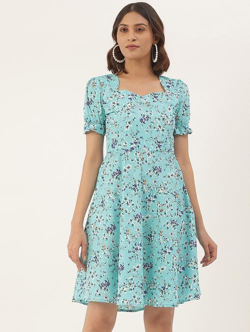 blue polyester aline dress - 21741784 - Standard Image - 0